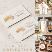 Romantic Blush Croissant Bakery Business Runder Aufkleber