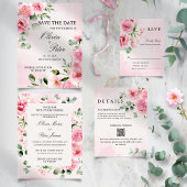 Rosa Florale Hochzeitstisch-Nummer Tischnummer