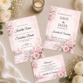 Romantische Rosé-Winterhochzeit Save The Date