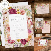 Romantic Burgundy Blush Floral Garden Wedding Save The Date