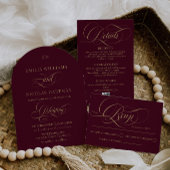 Burgunder Gold Monogramm Hochzeit Einladung