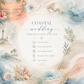 Rustic Linen Coastal Wedding Seashells Einladung