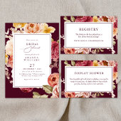 Romantic Deep Burgundy Floral Bridal Shower Einladung