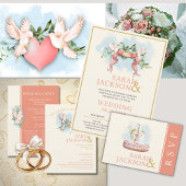 Romantische Taubenkorallenhochzeit Einladungsbanderole