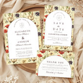 Romantic Fall Floral Wedding Dankeskarte