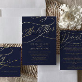 Romantischer Goldschmied | Navy Blue Mr & Mrs Wedd Folieneinladung