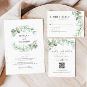 Romantische Eukalyptus Grüne Blätter Hochzeit Save The Date