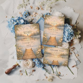 Romantic Lake Pier Wildflower Wedding Einladung