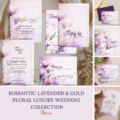 Gold Lavender Floral Photo Wedding Save the Date Einladung