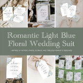Romantic Light Blue Floral Wedding Thank You Card Dankeskarte