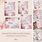 Romantic Ethereal Mauve Floral Wedding Invitation 