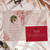 Pink Red Floral Wedding Program