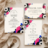 Romantische Retro-60er-Hochzeit Save The Date
