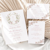 Romantisches Soft Blush White Monogram Wappen Hoch Serviette