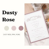 Botanische Monogramm-Hochzeit in eleganten Rose Wa Menükarte