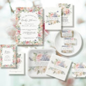 Eleganter Blumengarten Pink Rose Blue Hydrangeas Dankeskarte