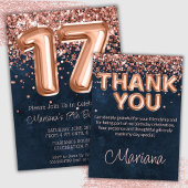 Rose Gold Navy Blue 17. Geburtstagsparty Untersetzer