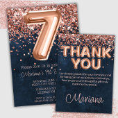 Rose Gold Navy Blue 7. Geburtstagsparty Untersetzer