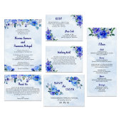 Royal Blue Watercolor Floral Wedding RSVP Card Einladung