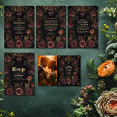 Royal Viktorianisch Floral Gothic Wedding All In One Einladung