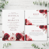 Luxe Radiance Ruby Rote Rosen Bloom Wedding Einladung (Personalisiere diese Kollektion eines unabhängigen Creators.)
