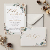 Rustic Autumn Floral Fall in Love Bridal Shower Dankeskarte