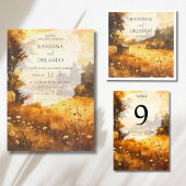 Rustikale Herbstscheune-Wiesen-Wasserfarben-Hochze Save The Date