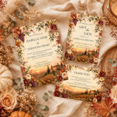 Rustikale Herbst-Weingut-Hochzeit Einladung