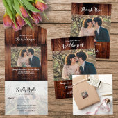 Rustic photo elegant country Wedding All In One Einladung