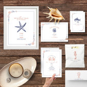 Hummer Rustic Beach Wedding Red & Blue QR UAWG All In One Einladung