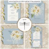 Rustikales Blue & White Daisies Wedding Dankeskarte