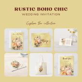 Rustikale Boho Chic Peach Floral Totbeutel Rechteckiger Pappuntersetzer