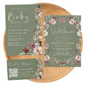 Boho Wildblume Rustic Sage Green Baby Dusche Banner