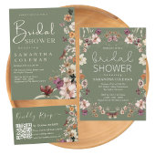 Boho Sage Green Brunch und Bubbly Brautparty Einladung