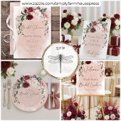 Rustikales Burgund & Blush Pink Roses Brautparty Pappteller