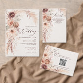 Rustikale Pampas Florale Herbsthochzeit QR CODE RSVP Karte (Personalisiere diese Kollektion eines unabhängigen Creators.)