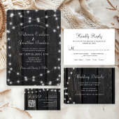 Rustic country barn wood wedding RSVP karte