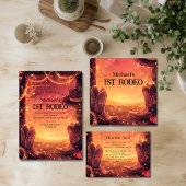 Rustic Cowboy Rodeo 1st Birthday Dankeskarte