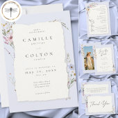 Rustic Dusty Blue Romantic Wildflower Wedding Einladung