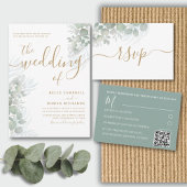 Gold Script & Eukalyptus Wedding Einladung