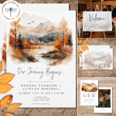 Rustikale Fall Bergkulisse Abendessen mit Aquarell RSVP Karte