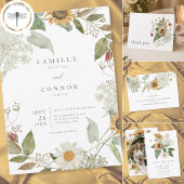 Rustikale Blumen-Sonnenblumen-Wildblumen-Hochzeit Save The Date