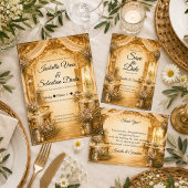 Rustikale Indoor-Scheunenhochzeit RSVP Karte