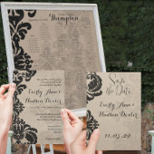 Vintager Schwarz-Damast-Papieraufkleber Runder Aufkleber