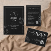Floral Line Rustic Black Elegant Wedding Address (Personalisiere diese Kollektion eines unabhängigen Creators.)