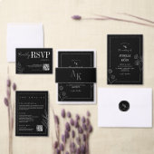 Blumenlinie Rustikal Schwarze Elegante Hochzeitsad (Personalisiere diese Kollektion eines unabhängigen Creators.)