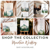 Rustikaler Bergwald Evergreen Tree Wedding RSVP Karte