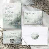 Rustic Mountain Lake Misty Pines Modern Wedding Serviette