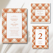 Rustikale gedämpfte orangefarbene Karo-Gingham-Hoc Einladung