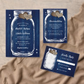 Rustikale Navy Blue Mason Jar Wood Hochzeit Einlad Einladung (Personalisiere diese Kollektion eines unabhängigen Creators.)